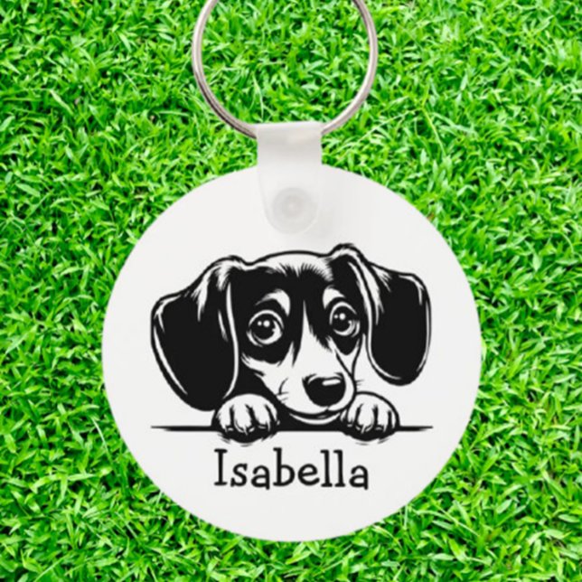 Chaveiro Peeking Dachshund Puppy Personalizado (Thoughtful Gifts for  Dachshund Puppy lover)