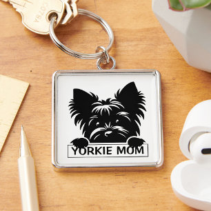 Chaveiro Peeking Yorkie Black Silhouette Yorkie Mãe