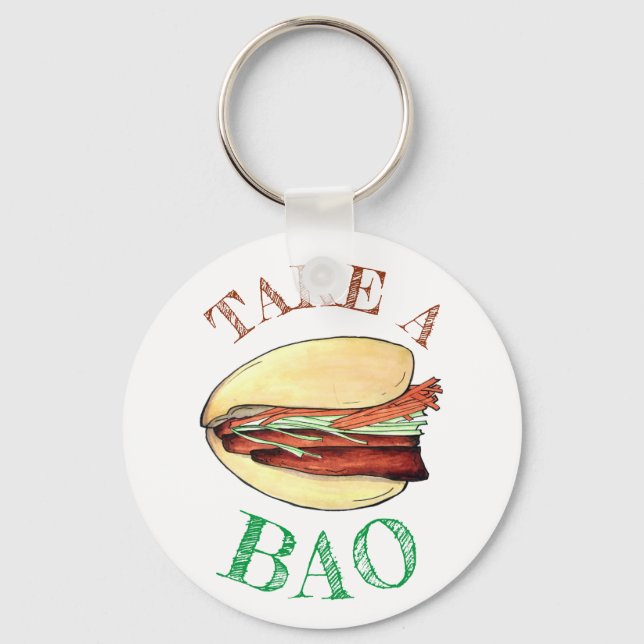 Chaveiro PEGUE UMA Comida BAO BAO Bun Chinês de Taiwan (Frente)