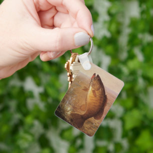 Chaveiro Peixe-Baixo Marrom, Vintage, Pesca Esportiva