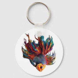 Chaveiro Peixe Betta Arco-Íris Vibrante Chaveiro -