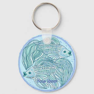 Chaveiro Peixe Koi Azul