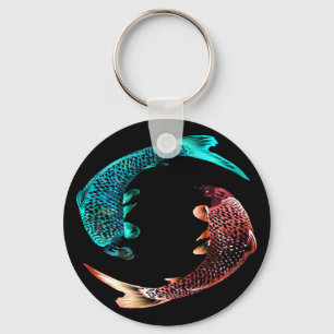 Chaveiro Peixes azuis e Dourados