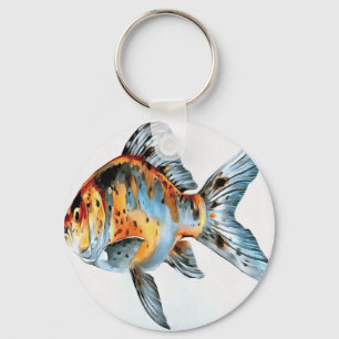 Chaveiro Peixes dourados do Shubunkin Azul e Laranja