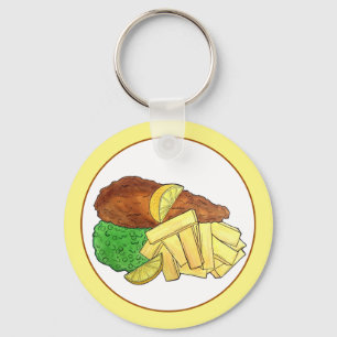 Chaveiro Peixes e Chips - Comida do restaurante britânico P