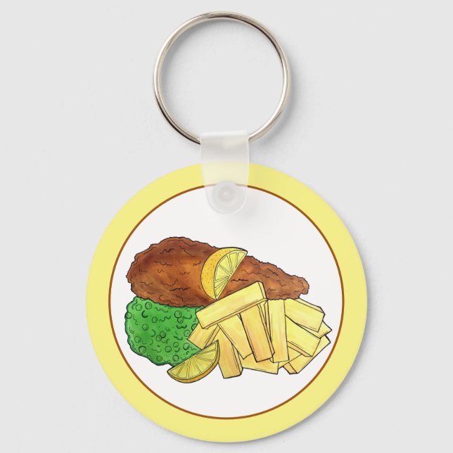 Chaveiro Peixes e Chips - Comida do restaurante britânico P (Frente)