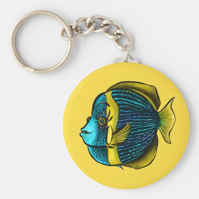 Chaveiro Peixes Engraçados Marinha Aquática Sob O Mar Crian (Frente)