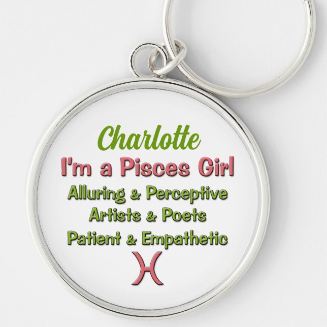 Chaveiro Peixes Girl Zodiac a rosa com verde (Frente)