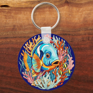 Chaveiro Peixes Tropicais Vibrações Coloridas de Verão