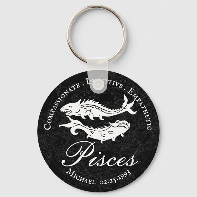 Chaveiro Peixes Zodiac - Característica Positiva Personaliz (Frente)