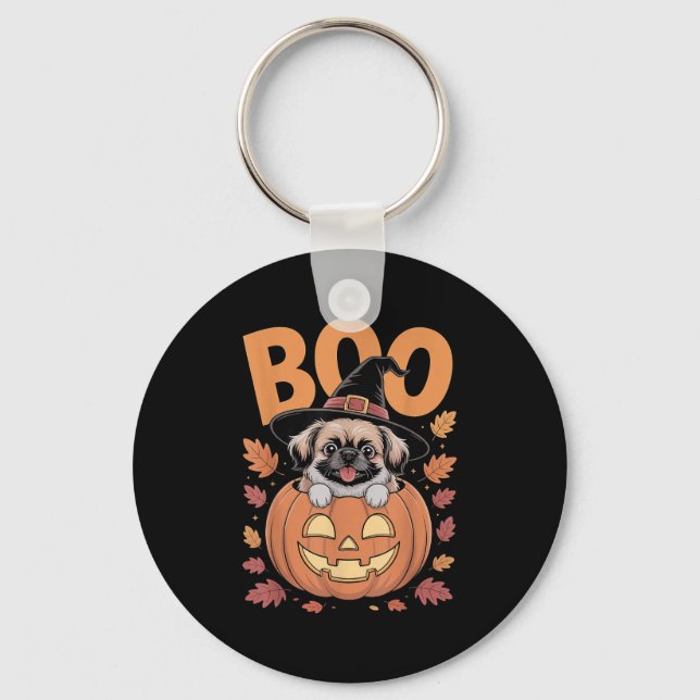 Chaveiro Peke Costume On Pumpkin Halloween Pekingese  (Frente)