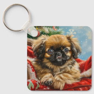 Chaveiro Pekingese Cachorro Natal Festivo