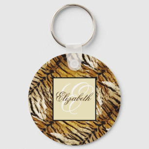 Chaveiro Pele de tigre, monograma, na moda, tigre, listrado