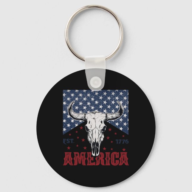 Chaveiro Pele De Vaca 1776 Engraçado 4 De Julho (Frente)