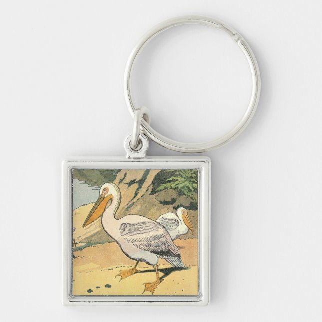 Chaveiro Pelicanos na Praia Ilustrados (Frente)