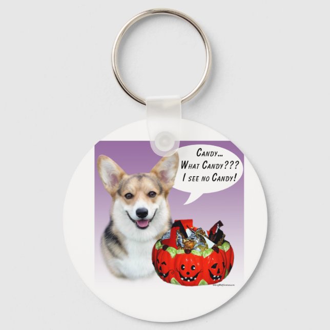 Chaveiro Pembroke Welsh Corgi Halloween Candy (Frente)