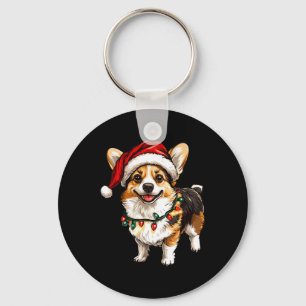Chaveiro Pembroke Welsh Corgi Papai Noel Luzes Árvore de Na