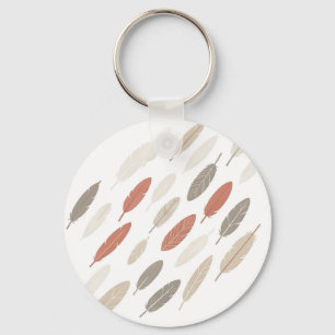 Chaveiro Penas Boho Ferrugem Bege Padrão Diagonal