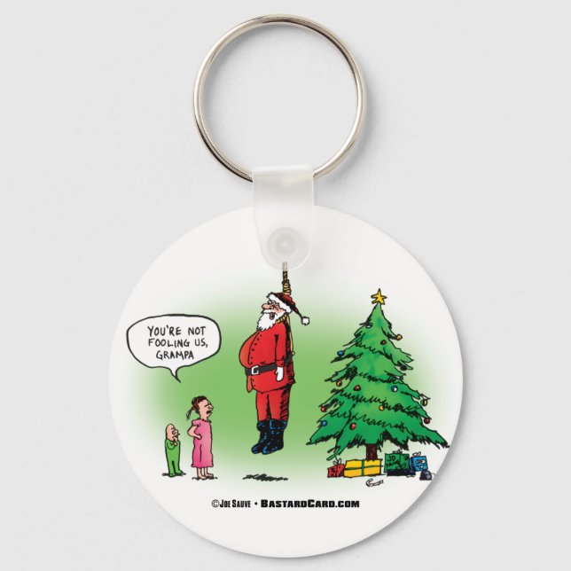 Chaveiro Pendurado Fora Boneco do Papai Noel Torcido (Frente)