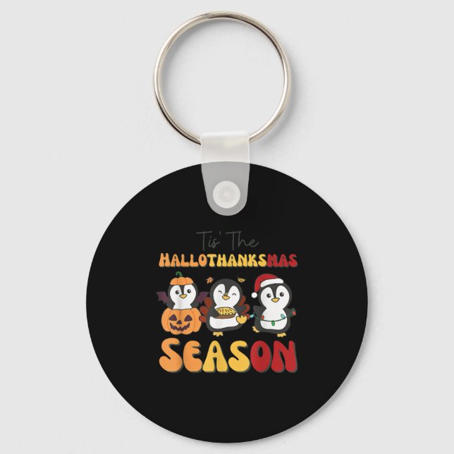 Chaveiro Penguin Christmas Halloween Tis' The Hallothanksma (Frente)