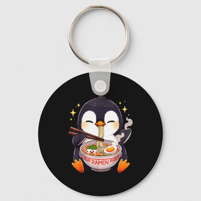 Chaveiro Penguin Eating Ramen  (Frente)