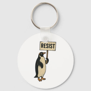 Chaveiro Penguin Engraçado Resiste Protesto Contra Tarrifs