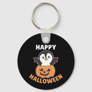 Chaveiro Penguin Happy Halloween Pumpkin Bat Costume