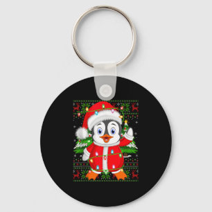 Chaveiro Penguin Luzes de Natal Fantasia de Papai Noel Suét