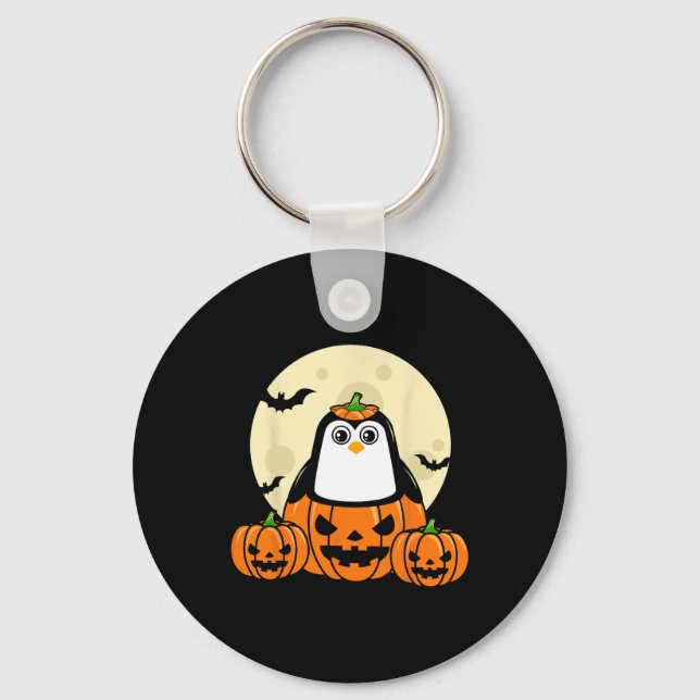 Chaveiro Penguin Pumpkin Moon Bats Costume Fácil Hallow (Frente)