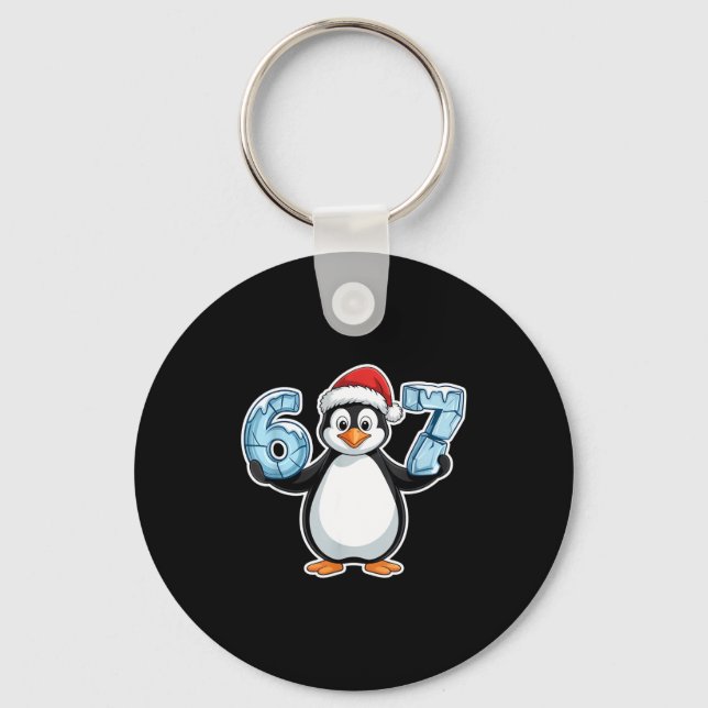 Chaveiro Penguin Santa Hat 67 Icy Numbers Christmas Birthda (Frente)