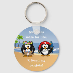 Chaveiro Penguins tropicais Casal Hula Pirate Island Beach