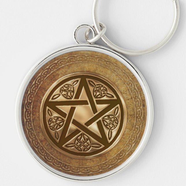 Chaveiro Pentacle do ouro & do couro (Frente)