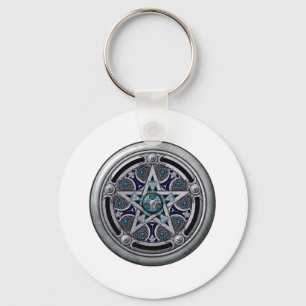 Chaveiro Pentacle pagão de prata feminino