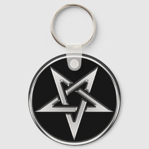 Chaveiro Pentagram invertido prata