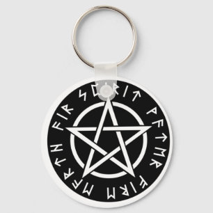 Chaveiro Pentagram Runic preto de Wiccan