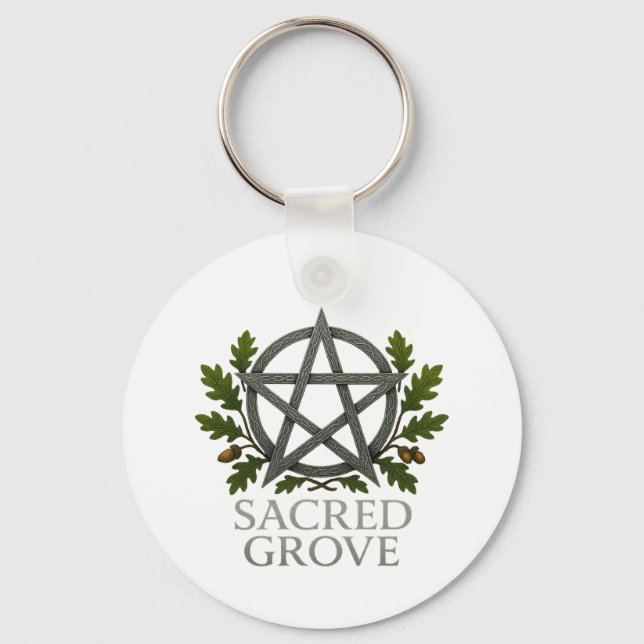 Chaveiro Pentagram Wiccan Sagrado Grove (Frente)