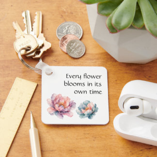 Chaveiro Peônia Floral em Aquarela