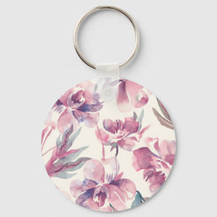 Chaveiro Pêonias aquáticas: fundo floral sem costura.