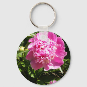 Chaveiro Peônias cor-de-rosa escuro