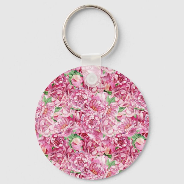 Chaveiro Peônias de cor-de-água rosa (Frente)