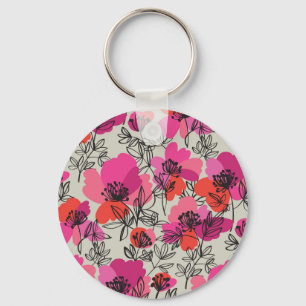 Chaveiro Peony Floral Vintage Sem Olhos Padrão.