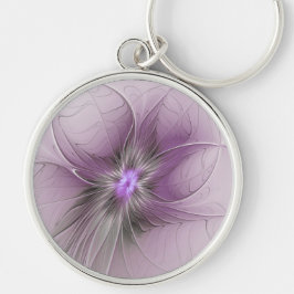 Chaveiro Pequena Beleza Moderno Cinza Mauve Arte Fractal Fl