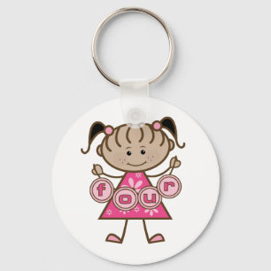 Chaveiro Pequena Garota 4º Aniversário Camisetas e presente