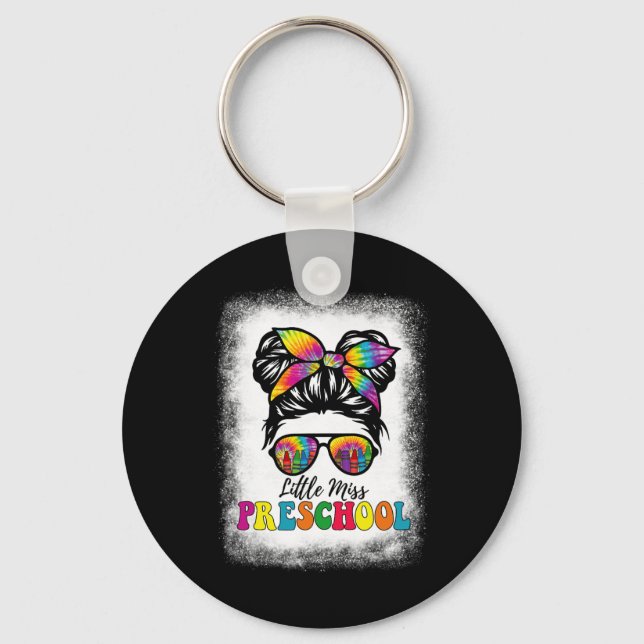 Chaveiro Pequena Srta. Preschool Tie Dye Mensagem Bun Girl (Frente)