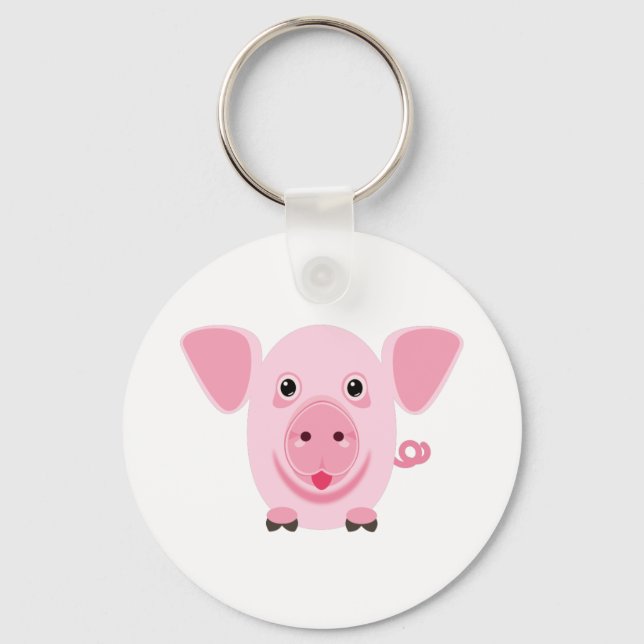 Chaveiro Pequeno e feliz porco rosa (Frente)