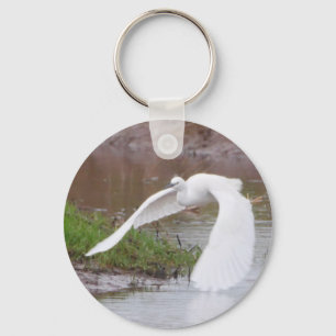Chaveiro Pequeno Egret no Anel da Chave de Voo