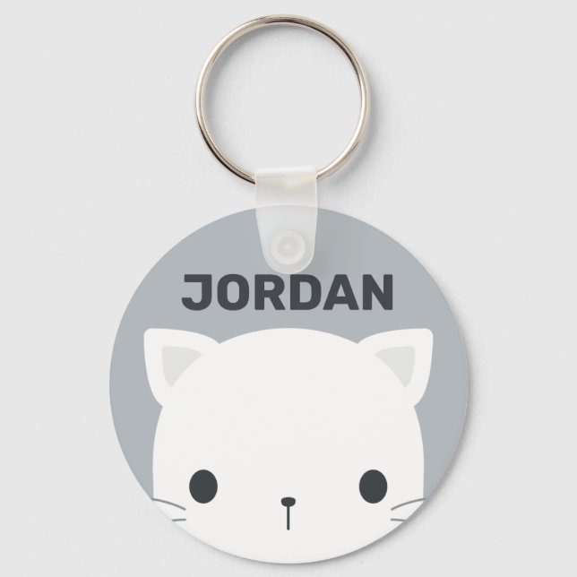 Chaveiro Pequeno Gato Bonito com Nome Personalizado (Frente)
