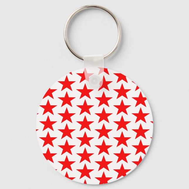 Chaveiro Pequeno Padrão de Estrelas Vermelhas (Frente)