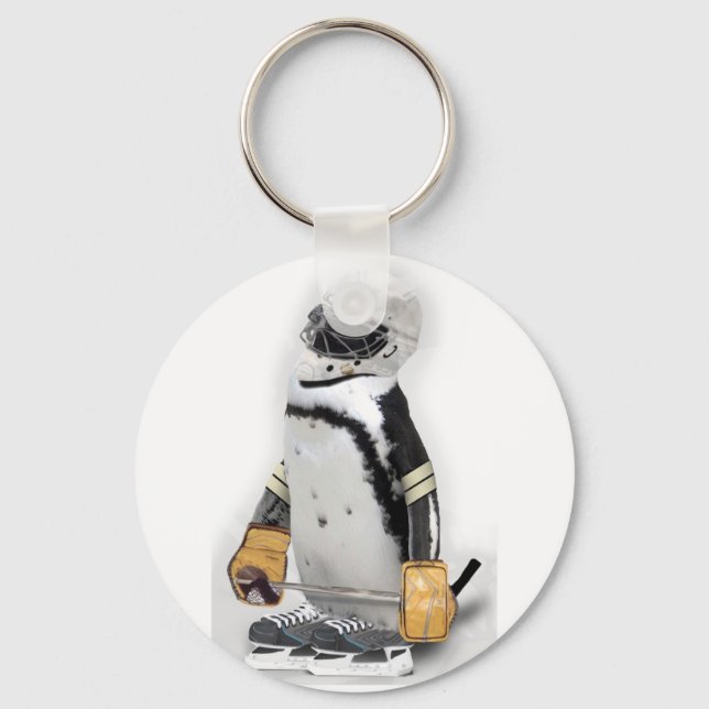 Chaveiro Pequeno Pinguim Vestindo Hockey Gear (Frente)