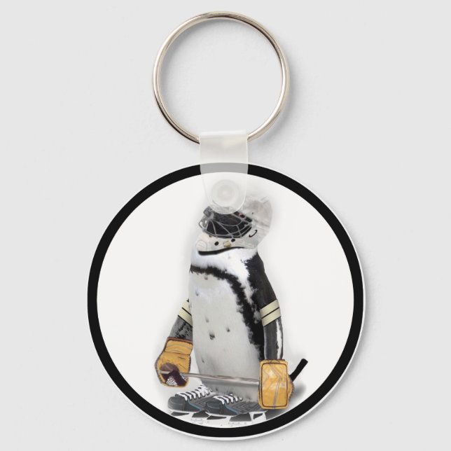 Chaveiro Pequeno Pinguim Vestindo Hockey Gear (Frente)